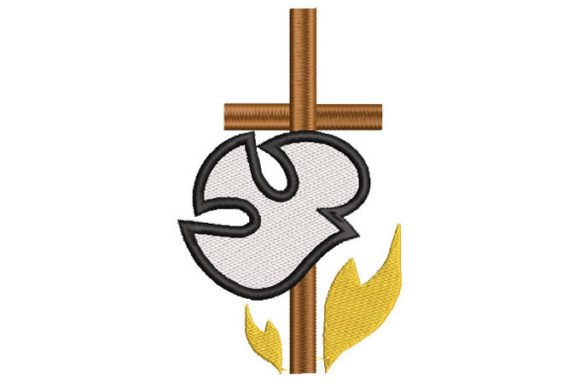 Dove with Cross Embroidery Design