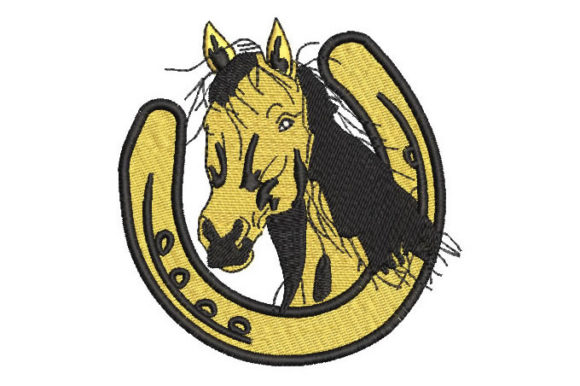 Lucky Horseshoe Horse Embroidery